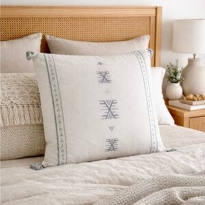 Like New Bohemian Boho Embroidered Canvas Twill Decorative Euro Sham Set
